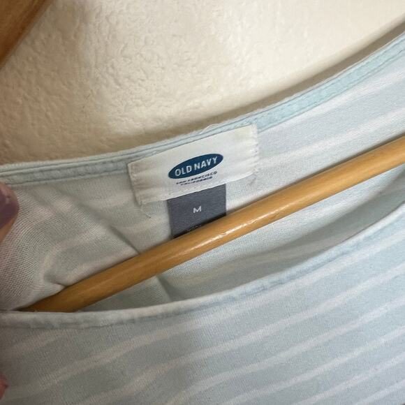 Old Navy Gray Black Stripe Boatneck Tee Medium - Picture 2 of 7